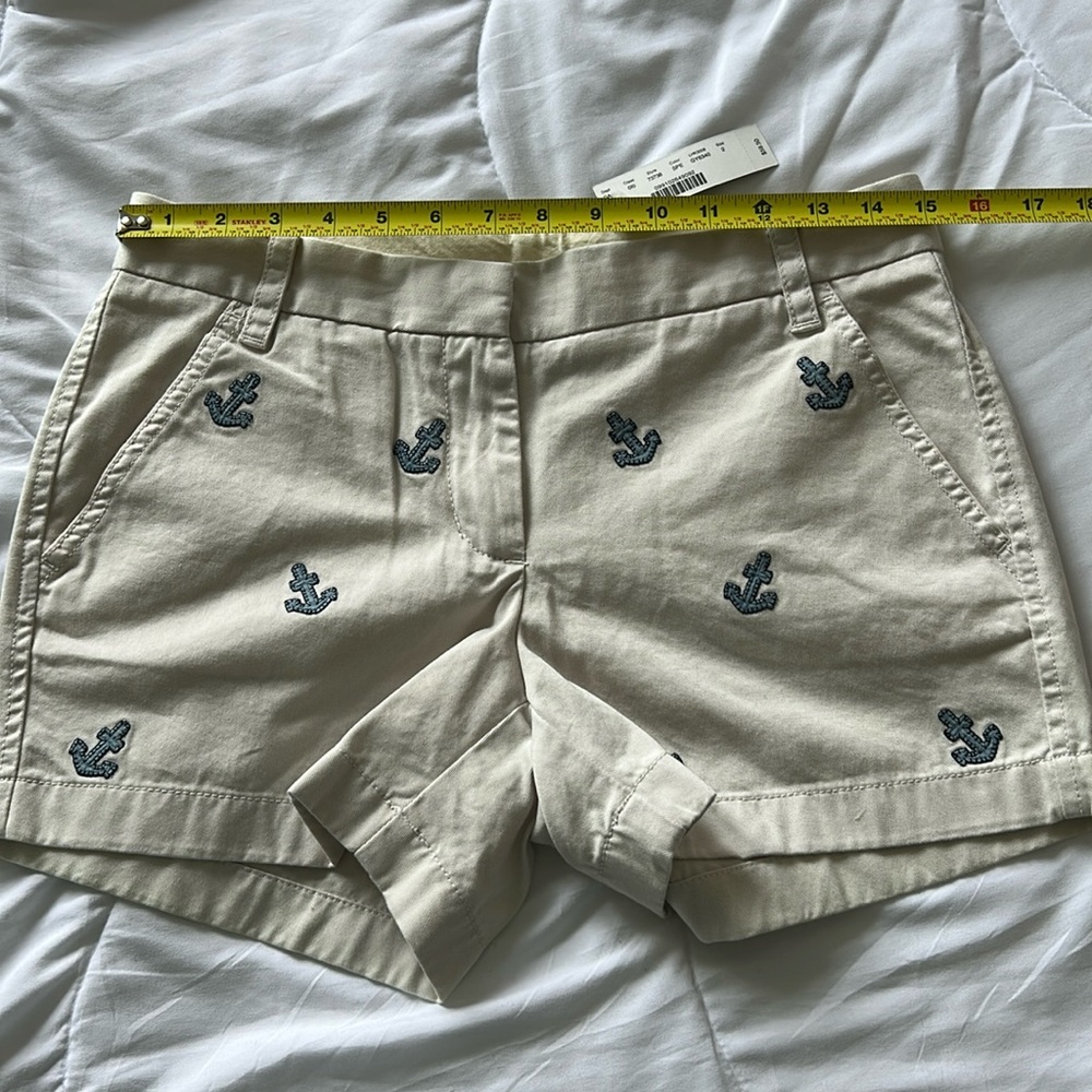 J. Crew • Light Beige Chinos with Embroidered Anchors • Size 2